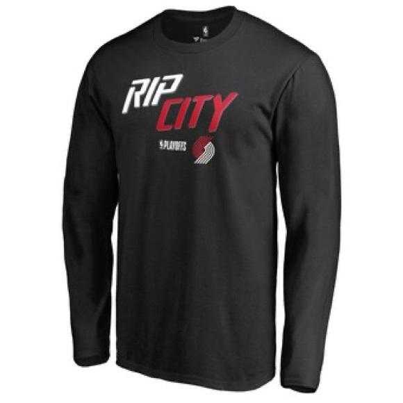 Fanatics Portland Trail Blazers NBA Playoffs Slogan Long Sleeve Black T-Shirt XL - Picture 1 of 4